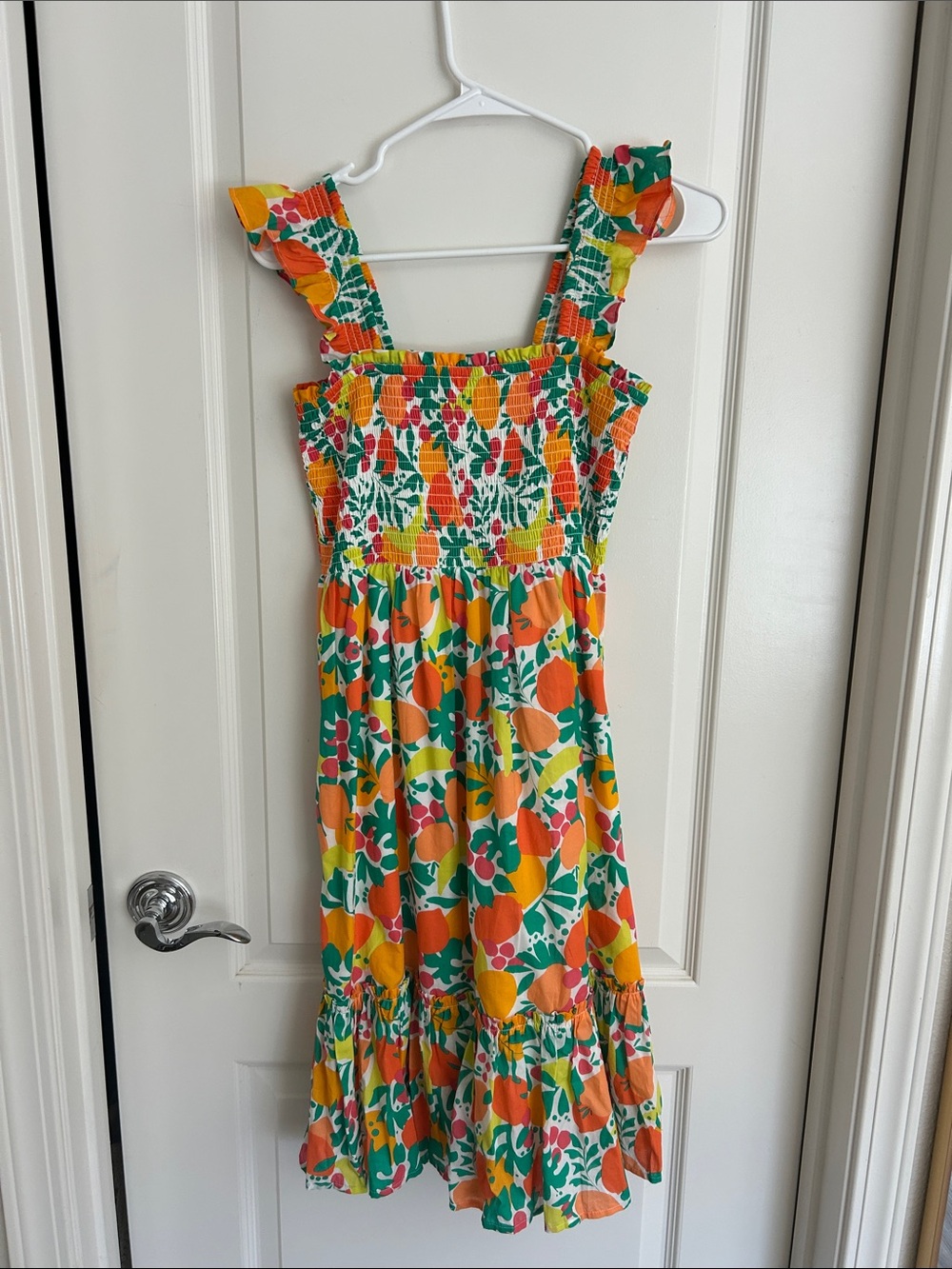 Crewcuts j crew  Girls' Floral Orange Sundress with Ruffle Straps size 10